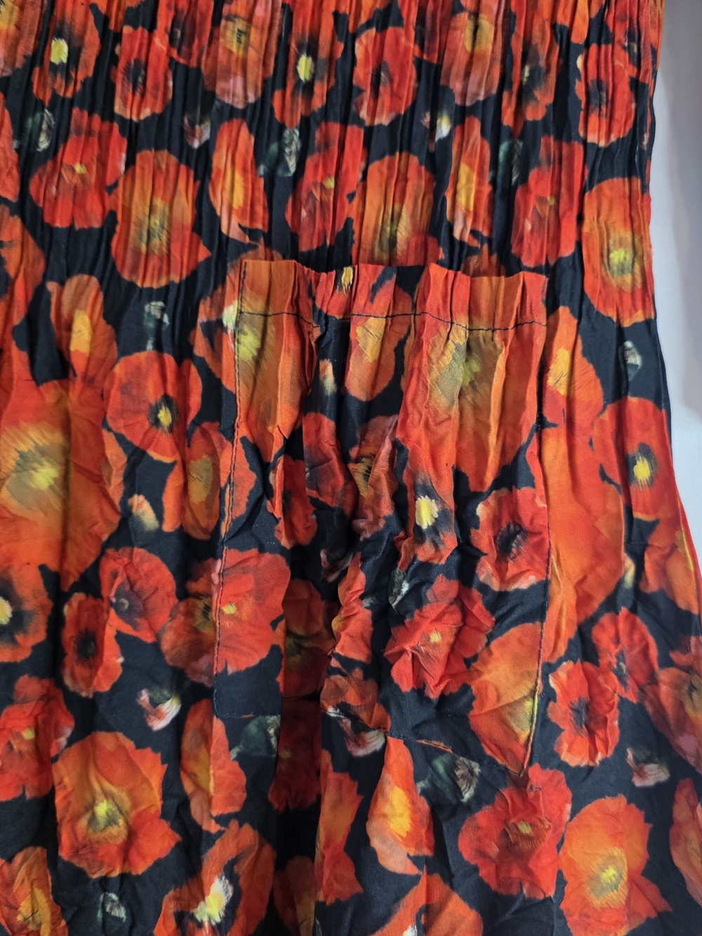 Alquema Crinkle Floral Maxi Dress | Red Poppy Print | 3/4 Sleeve | Size 1 - Picture 9 of 10